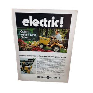 1971 General Electric Elec Trak Garden Tractor Original Print Ad 70s